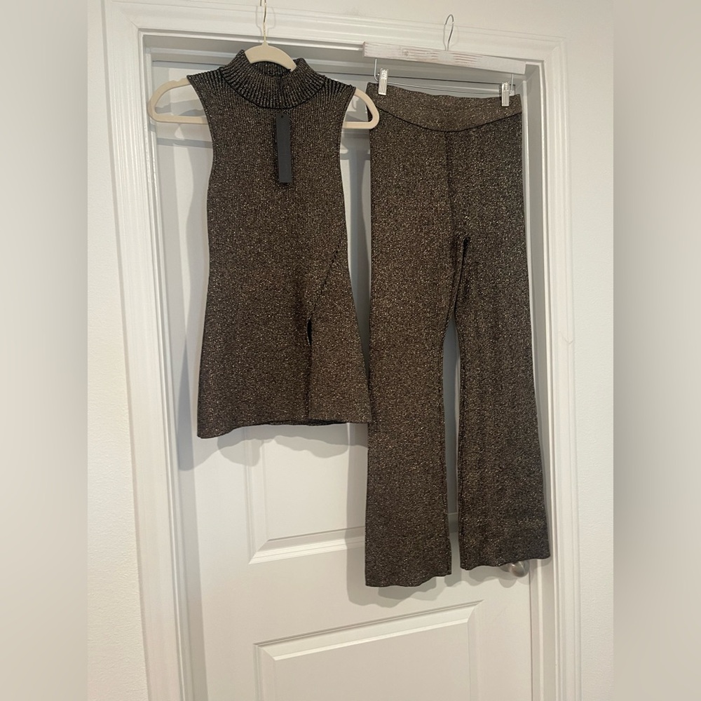Brown Sparkle Pants Set
